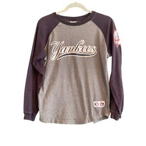 MLB New York Yankees Jeter #2 Shirt Majestic Long Sleeve Yankee Patch 14/16